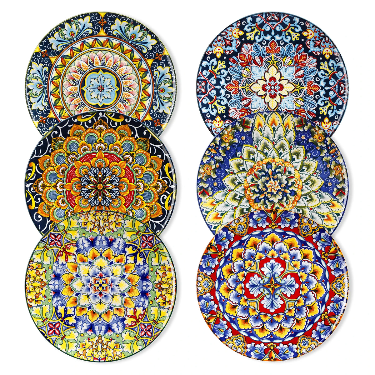 Vancasso Artisan Patterned Porcelain Dinner Plates – 6 or 12 Piece Set