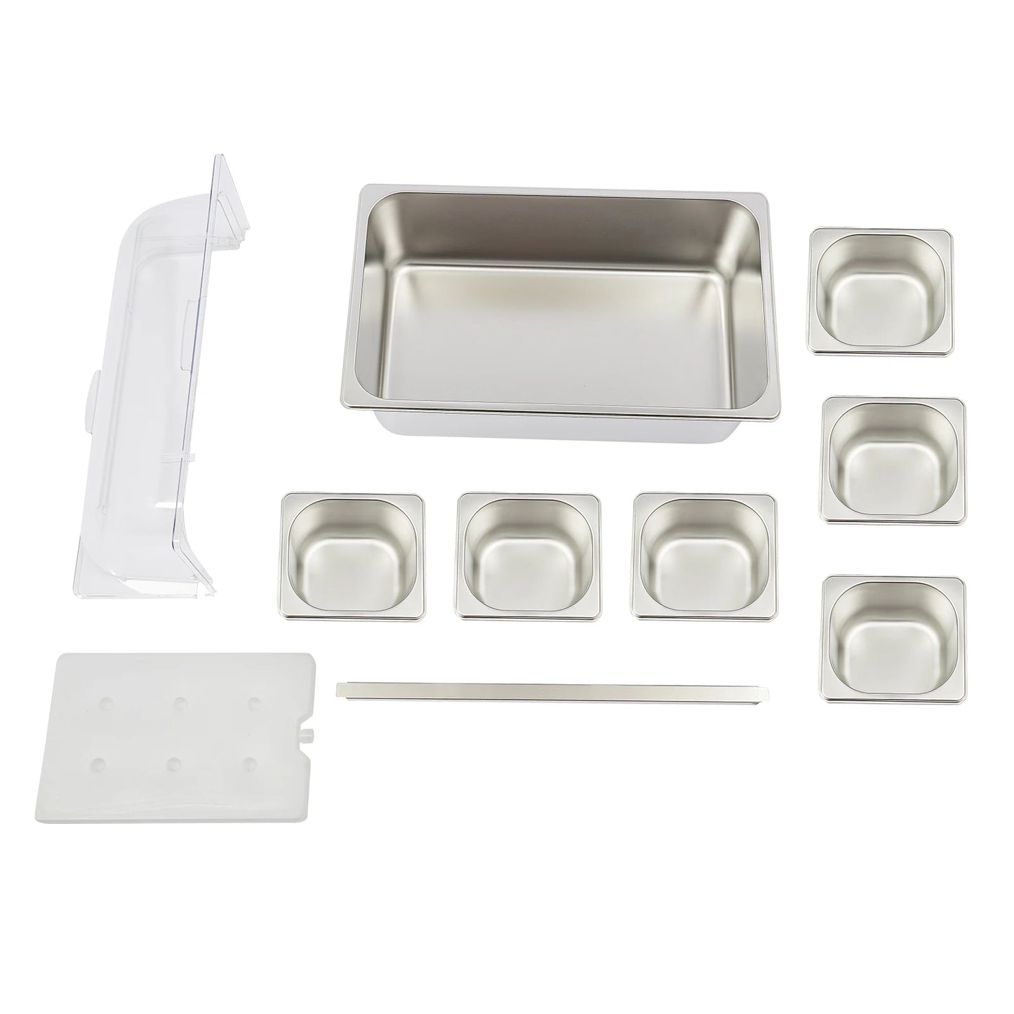6-Pan Hot & Cold Buffet Serving Station with Roll-Top Cover