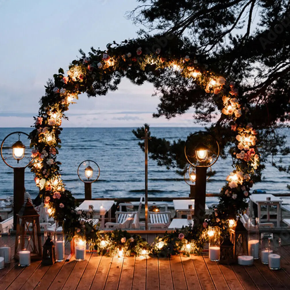 Round Metal Arch Backdrop Stand – White Balloon, Floral & Event Display Frame