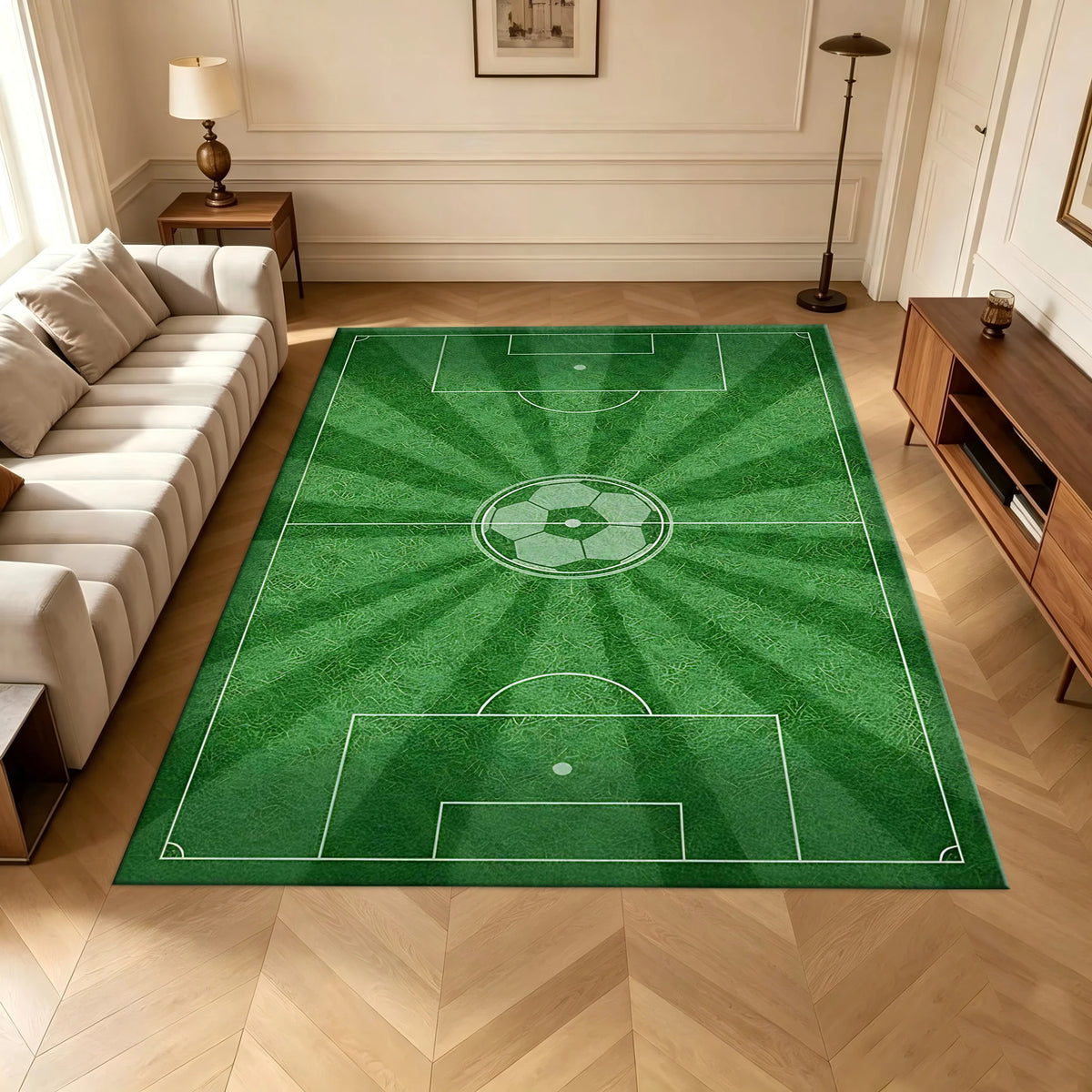 Soccer Field Area Rug – Game Day Floor Mat