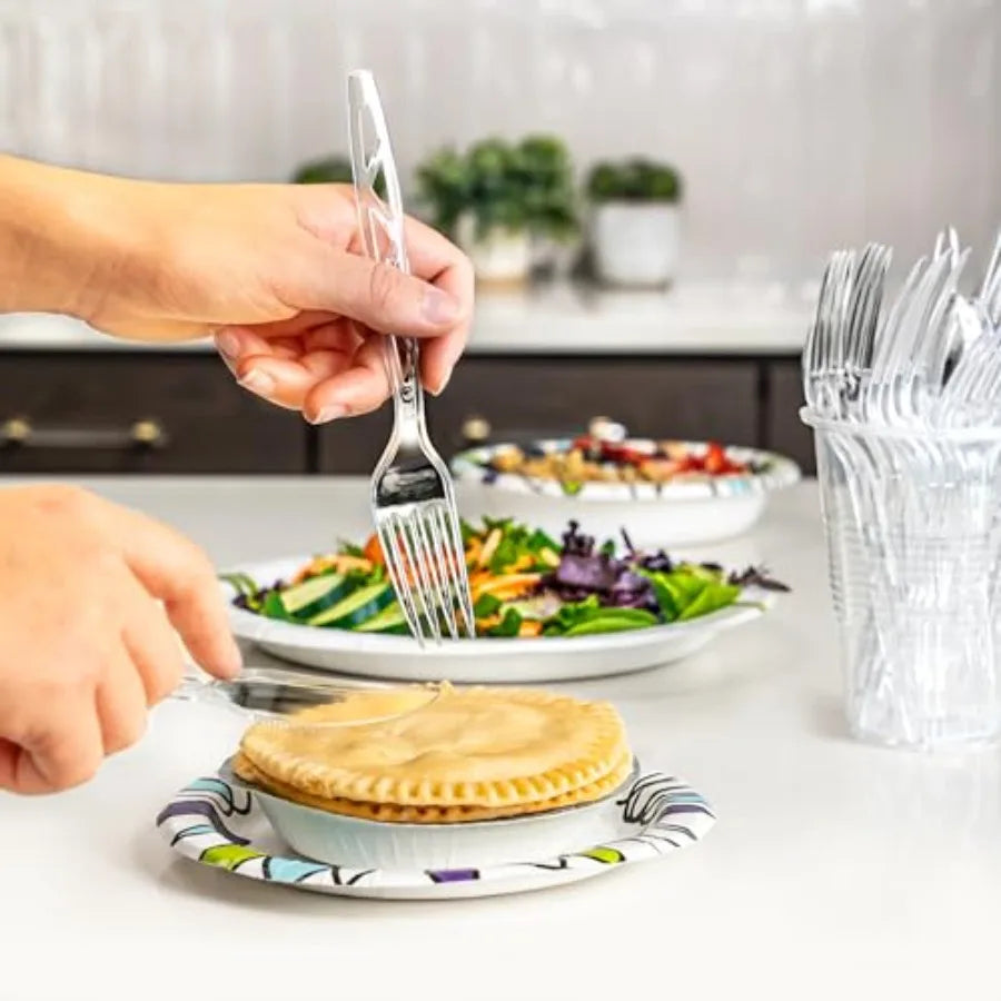64-Set Clear Disposable Plastic Cutlery Set – Forks, Spoons & Knives for Parties & Events