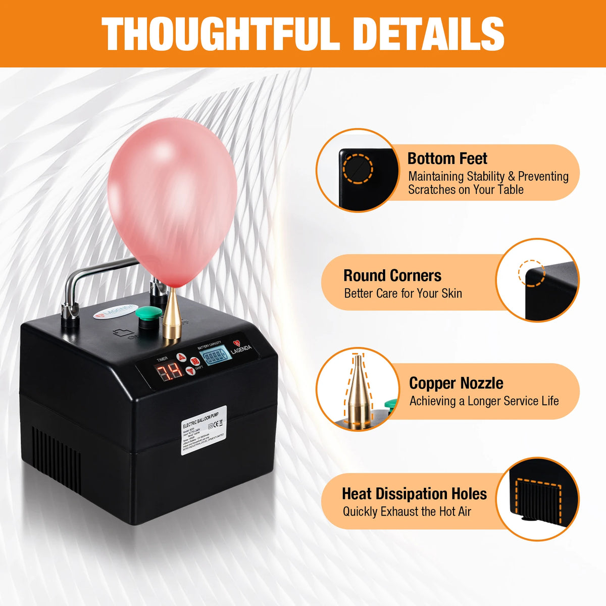 Rechargeable Electric Balloon Pump – 6600mAh Portable Inflator with LCD Display