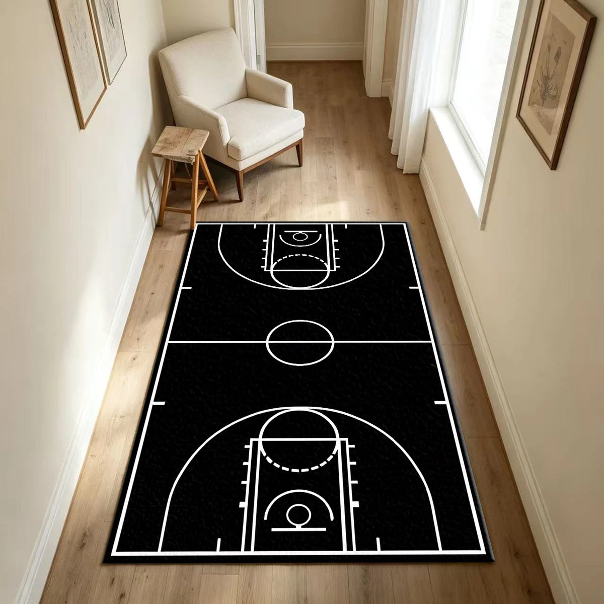 Basketball Court Area Rug – Game Day & Sports-Themed Floor Mat