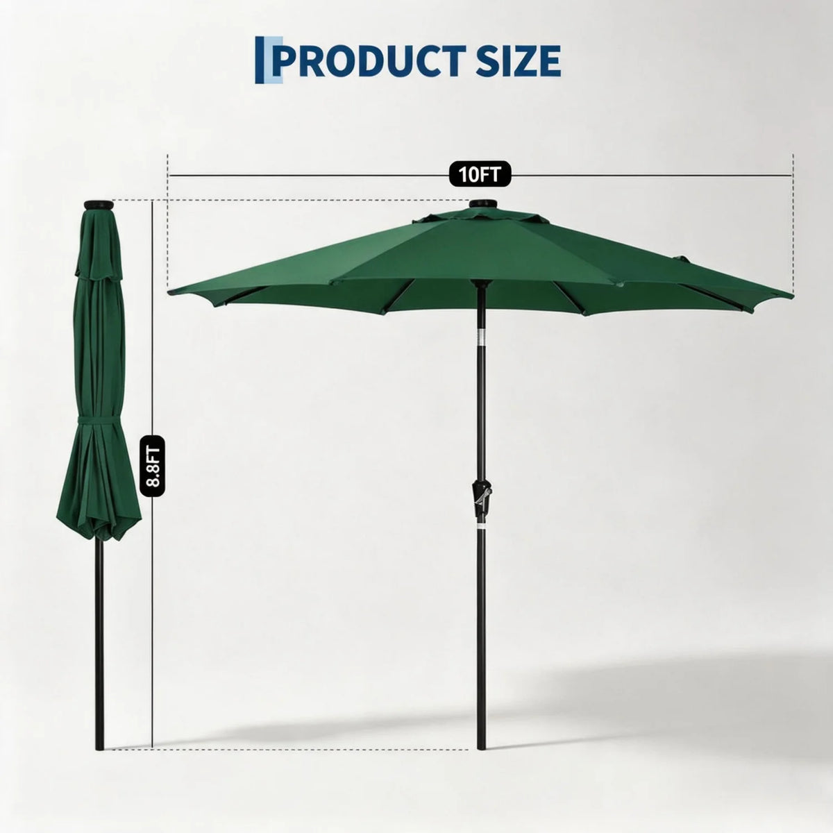 9FT/10FT Solar LED Patio Umbrella with 32 Lights