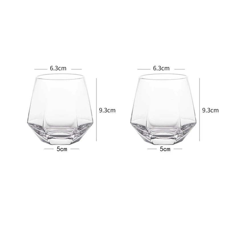 Hexagonal Whiskey & Cocktail Glass – 320ml | 1 or 2 Piece Set