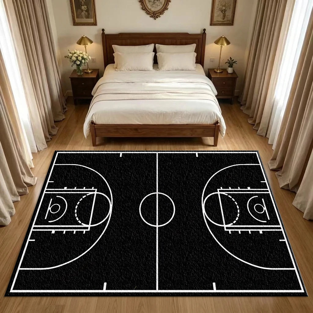Basketball Court Area Rug – Game Day & Sports-Themed Floor Mat