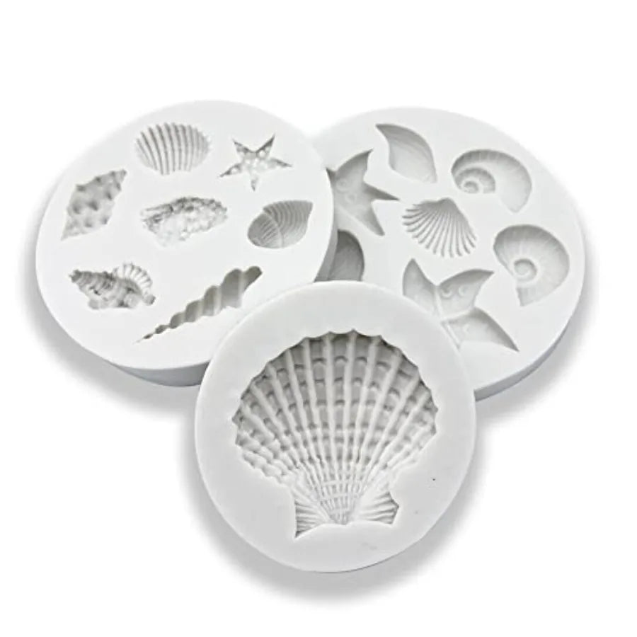 3-Piece Marine Life Silicone Mold Set – Seashell, Starfish & Coral Designs
