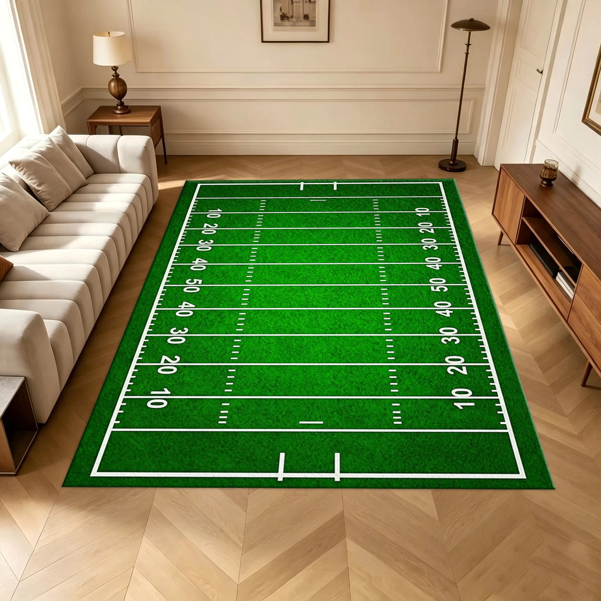 American Football Field Area Rug – Game Day & Sports-Themed Floor Mat