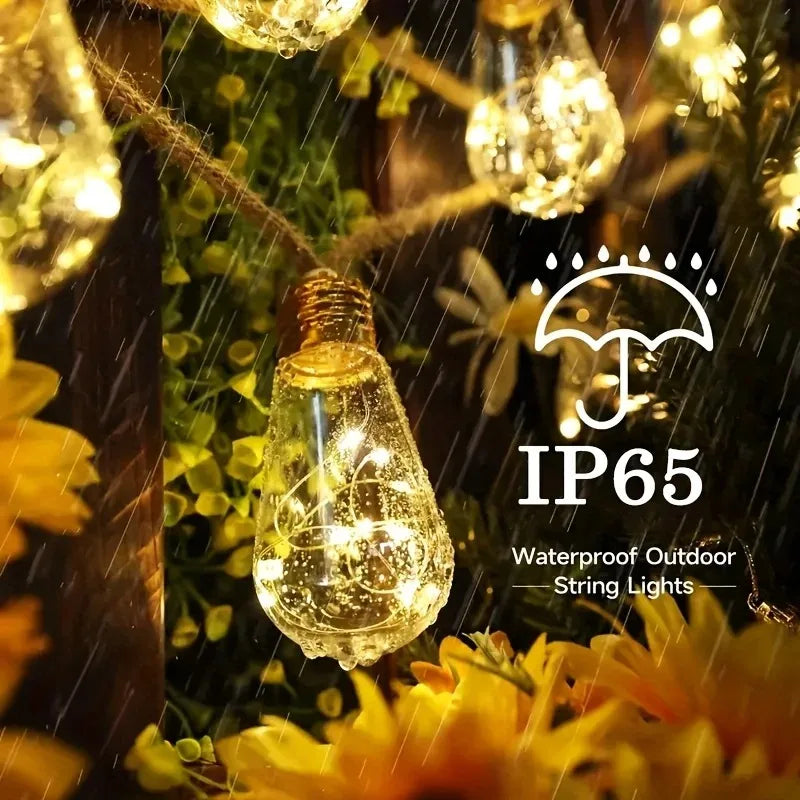 23-Ft Solar Rope String Lights – 16 Shatterproof Bulbs with 8 Lighting Modes