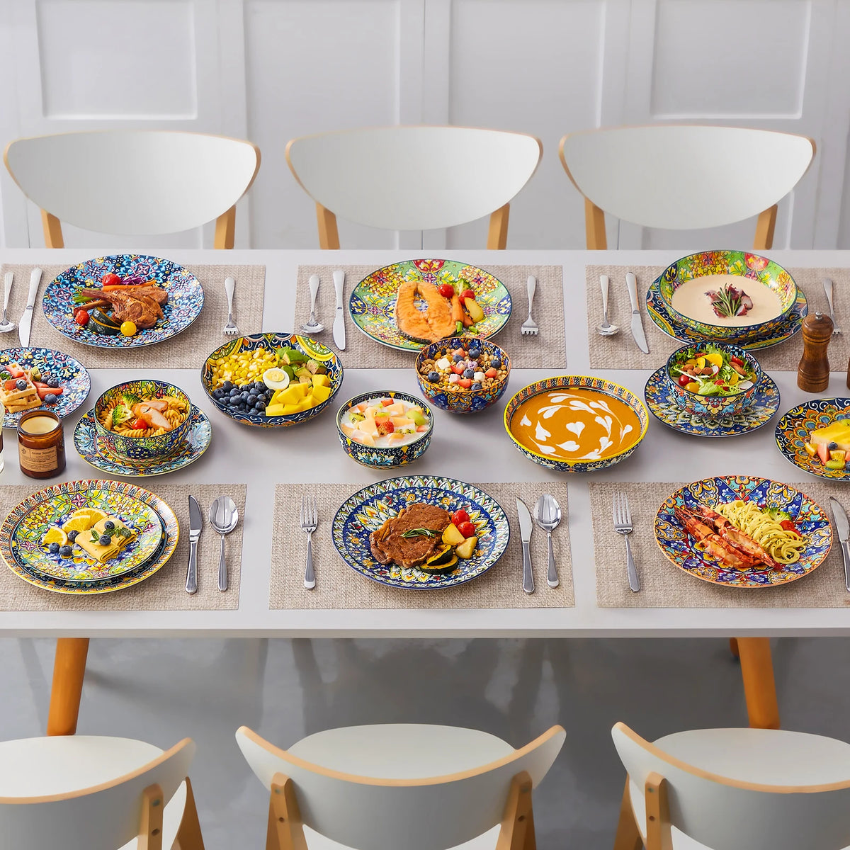 Vancasso Artisan Patterned 24-Piece Porcelain Dinnerware Set – Service for 6