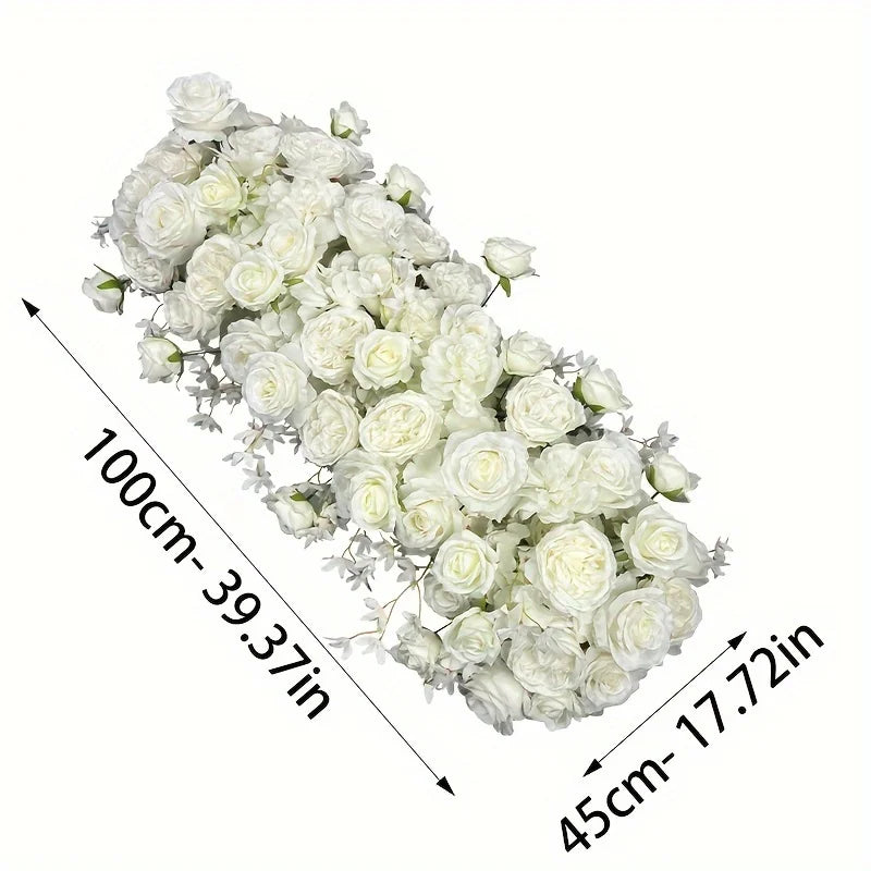 Rose & Hydrangea Artificial Flower Arrangement – 39" Long Floral Table & Event Décor