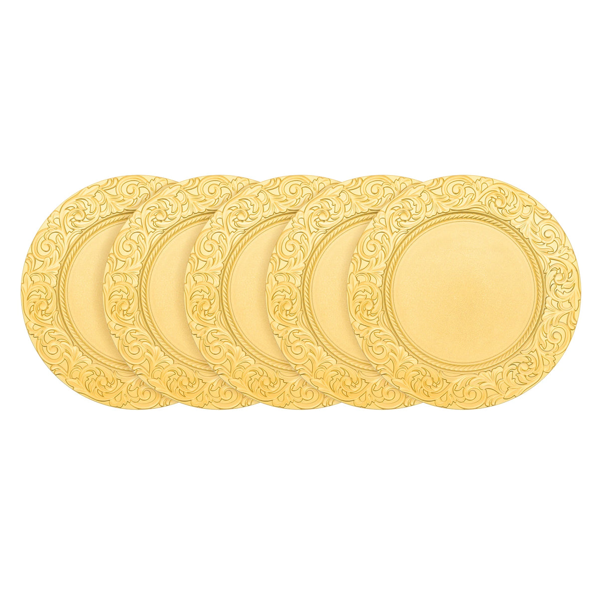 Gold Embossed Round Charger Plates – 13", 100 Piece Set