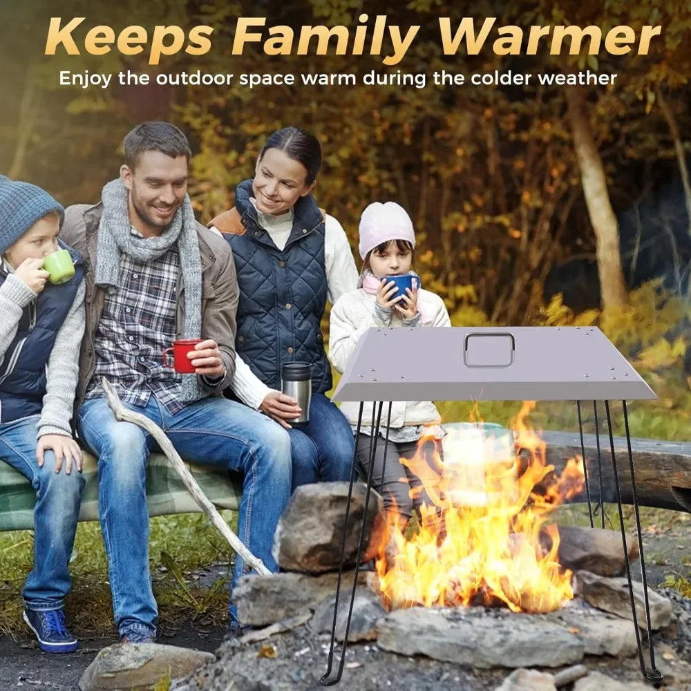 24" Stainless Steel Fire Pit Heat Deflector – Foldable Outdoor Heat Reflector