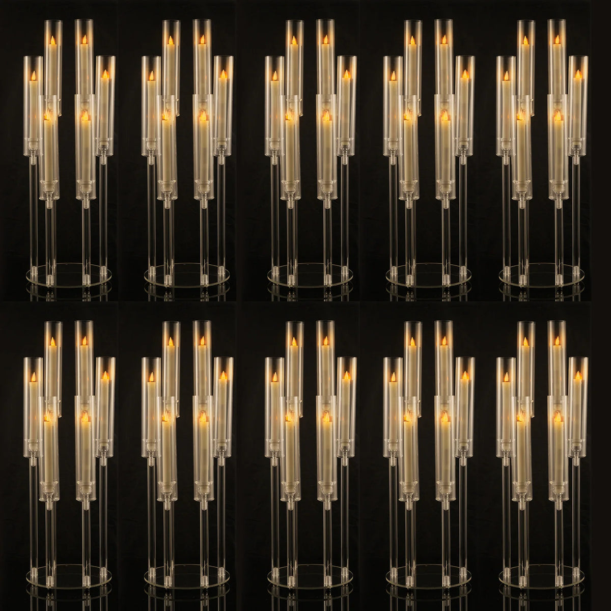 26.8" Clear 6-Arm LED Candelabras – 10 Piece Set