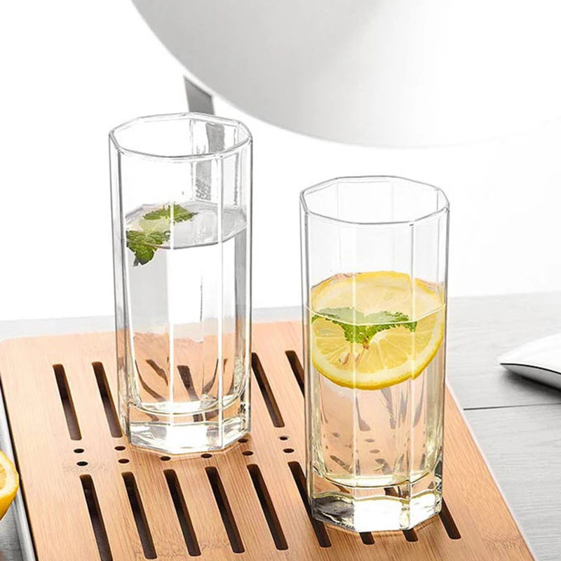 2-Piece Tall Geometric Drinking Glass Set – 220ml