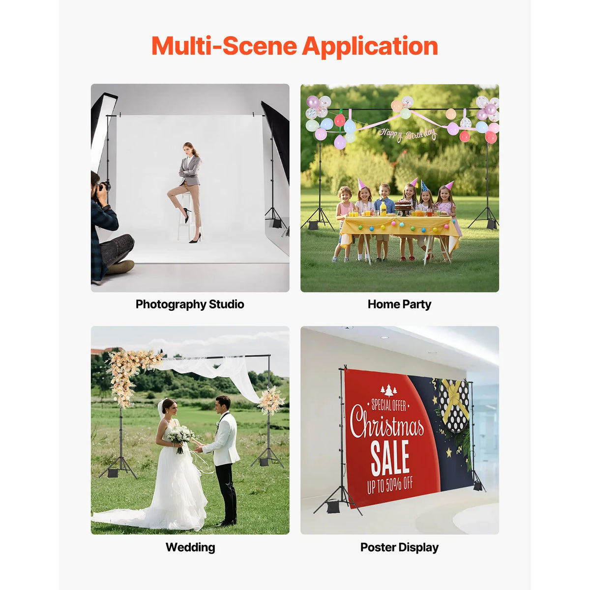 Adjustable 10 ft Backdrop & Projector Screen Stand – Heavy-Duty Event, Party & Photo Frame