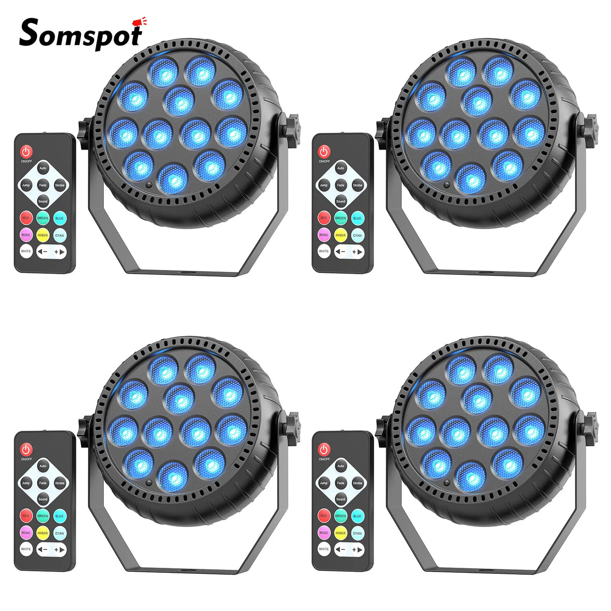 Somspot Rechargeable RGB Mini PAR Lights – Remote & Sound-Activated Party Lighting, 4 or 8 Pack