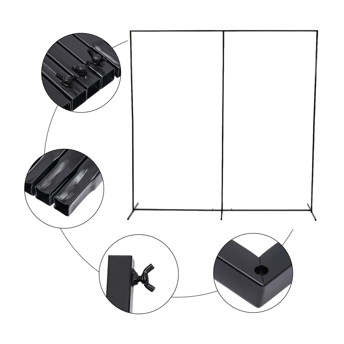 Heavy-Duty Rectangular Metal Backdrop Stand – 7.5 ft Black Event Frame for Balloons, Florals & Draping