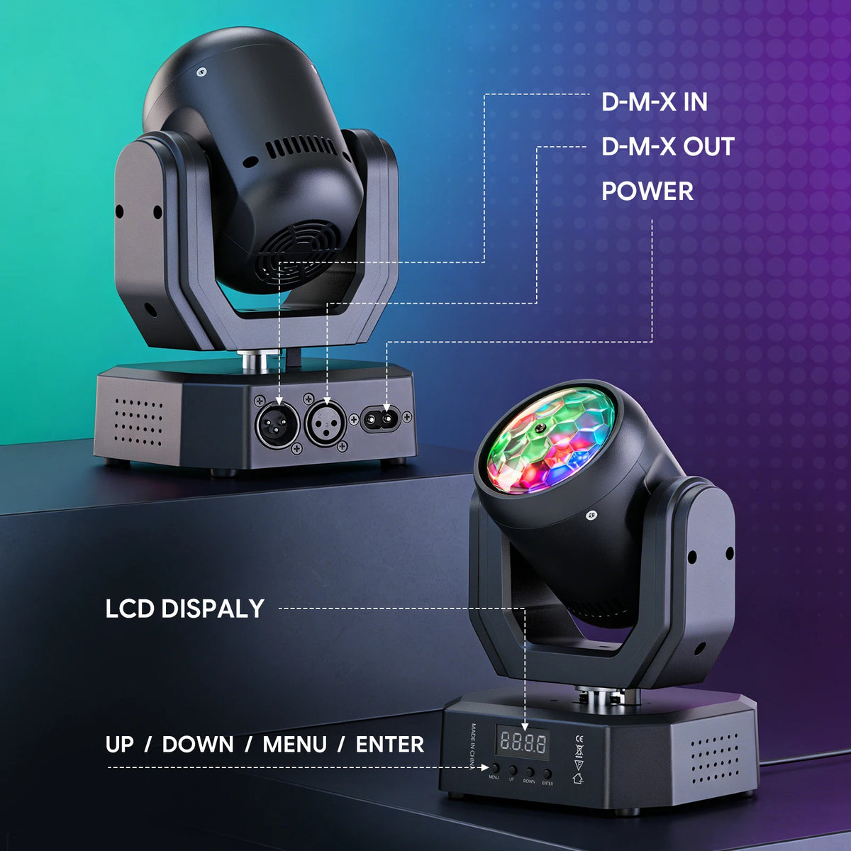4-Pack Mini Moving Head DJ Party Lights – 30W Magic Ball Beam & Pattern Effects with Remote