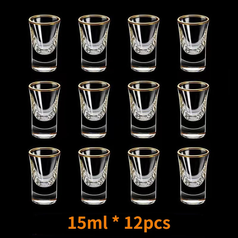 12-Piece Gold-Rimmed Mini Shot Glass Set – 15ml