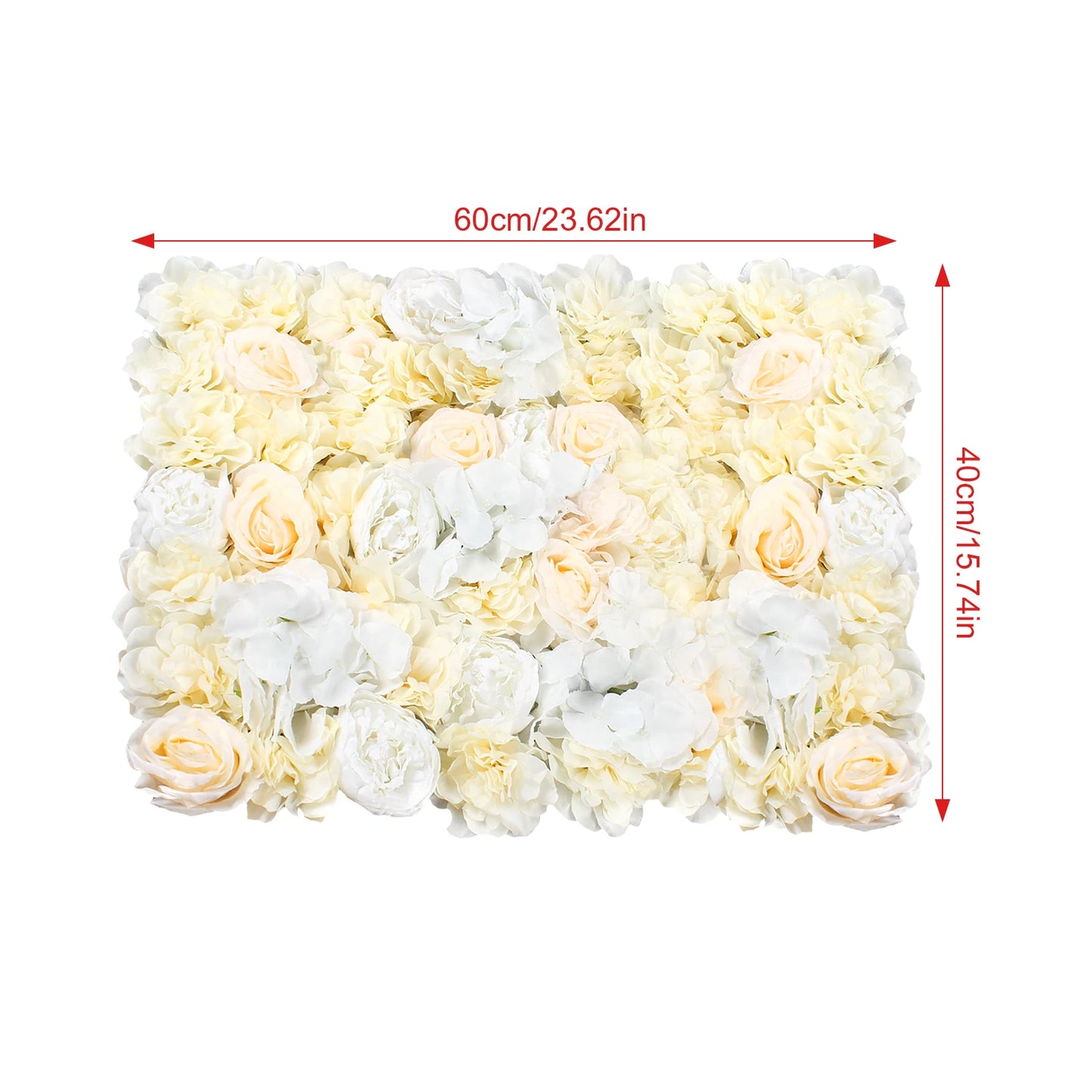6-Piece Artificial Flower Wall Panel Set – Pale Yellow & White Hydrangea Rose Floral Backdrop