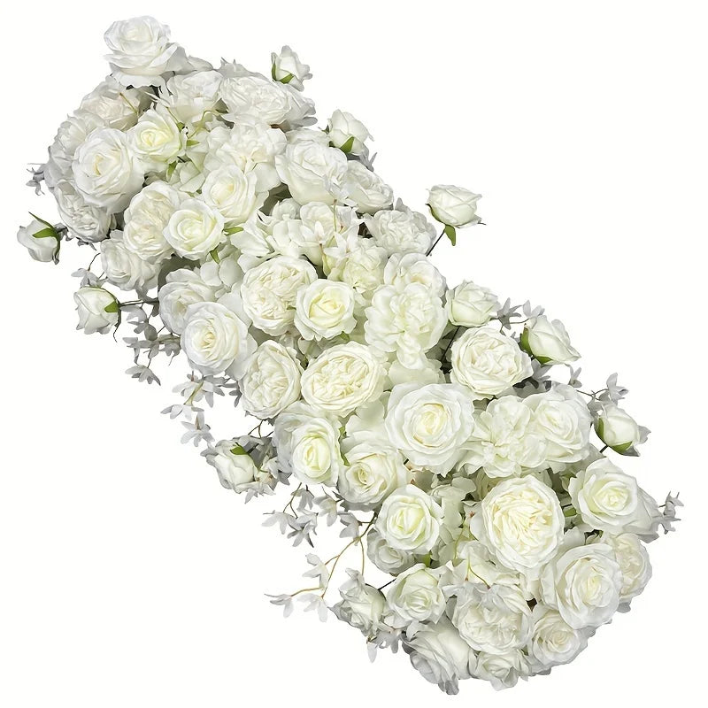Rose & Hydrangea Artificial Flower Arrangement – 39" Long Floral Table & Event Décor