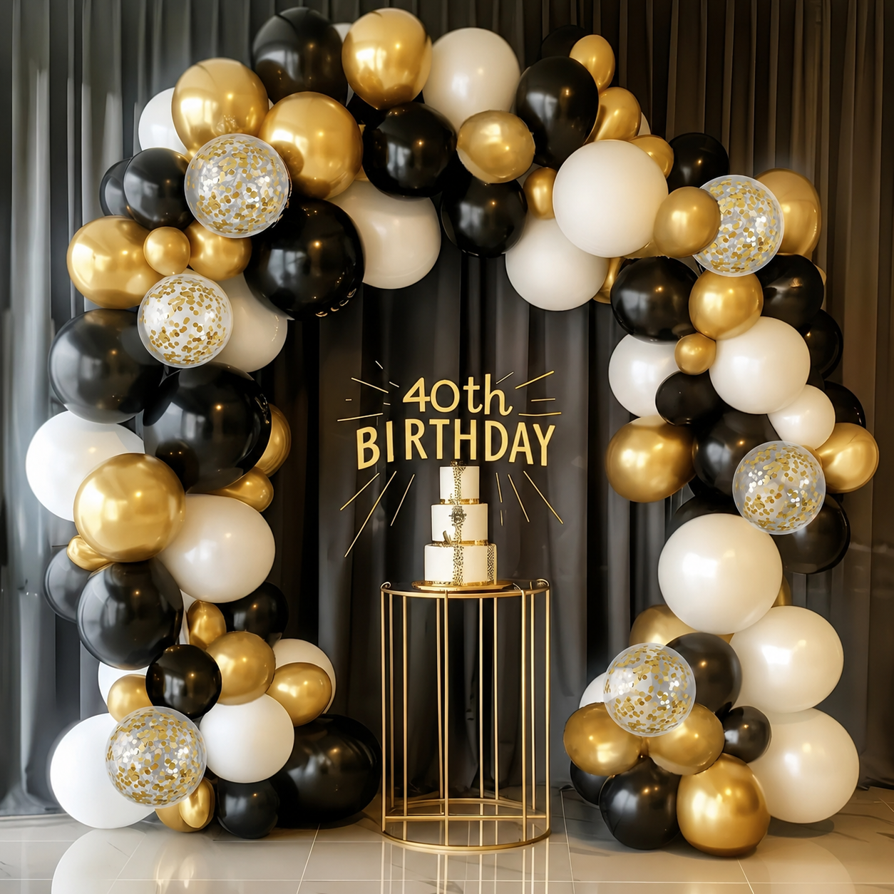 Luxury Black & Gold Balloon Garland Arch Kit – 183-Piece Party Celebration Décor