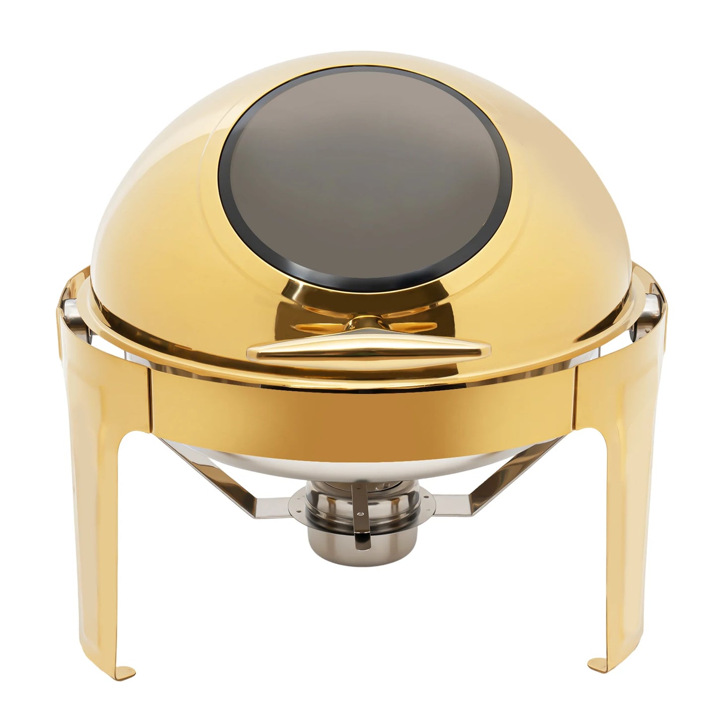Round Roll-Top Chafing Dish Buffet Warmer – 6.3 Qt, Gold