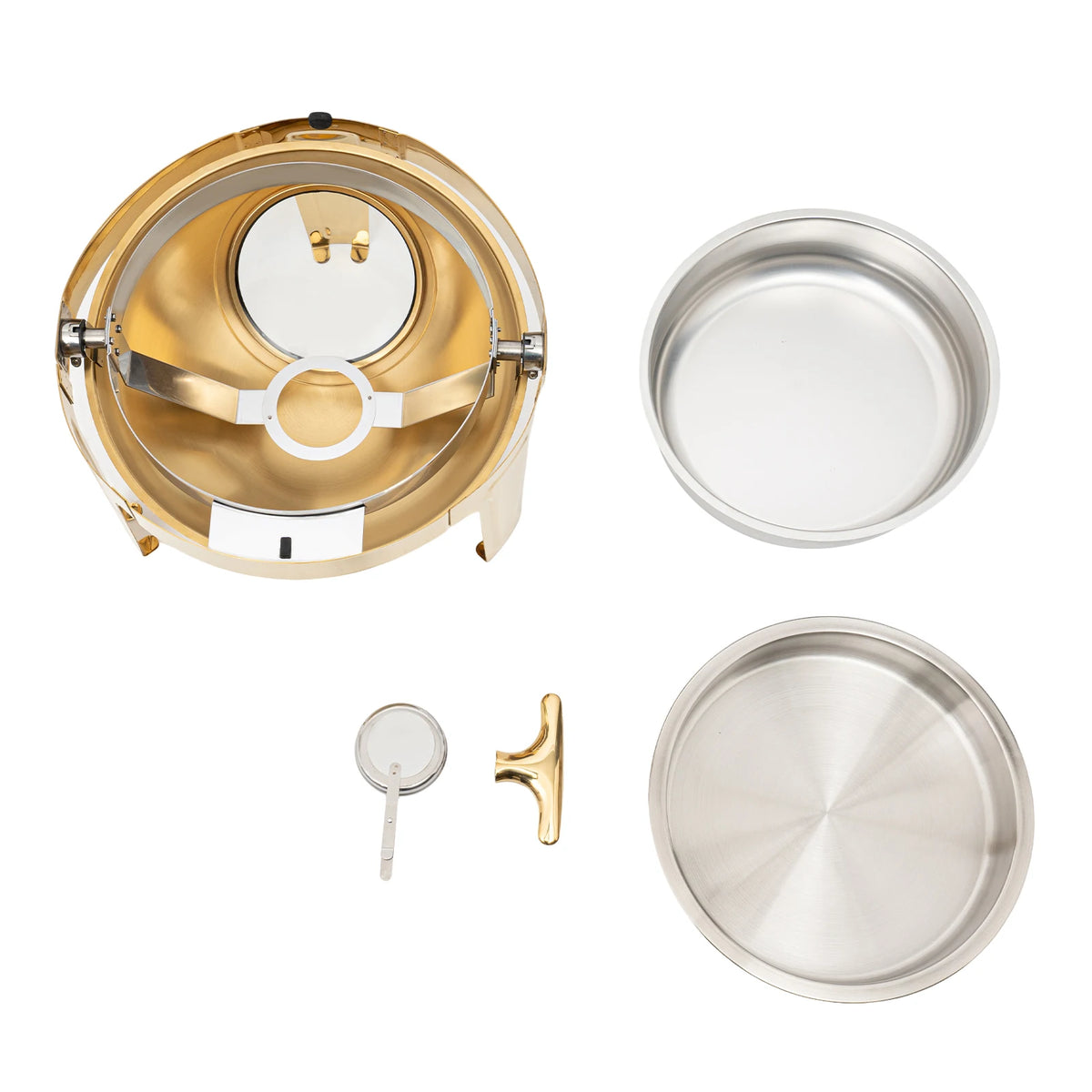 Round Roll-Top Chafing Dish Buffet Warmer – 6.3 Qt, Gold