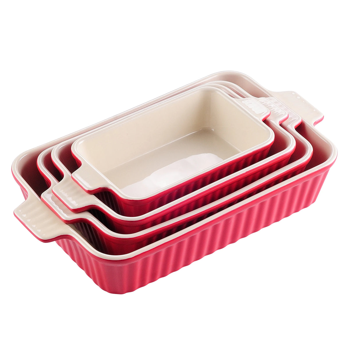 MALACASA Ceramic Baking Dish Set with Handles – 4 Piece