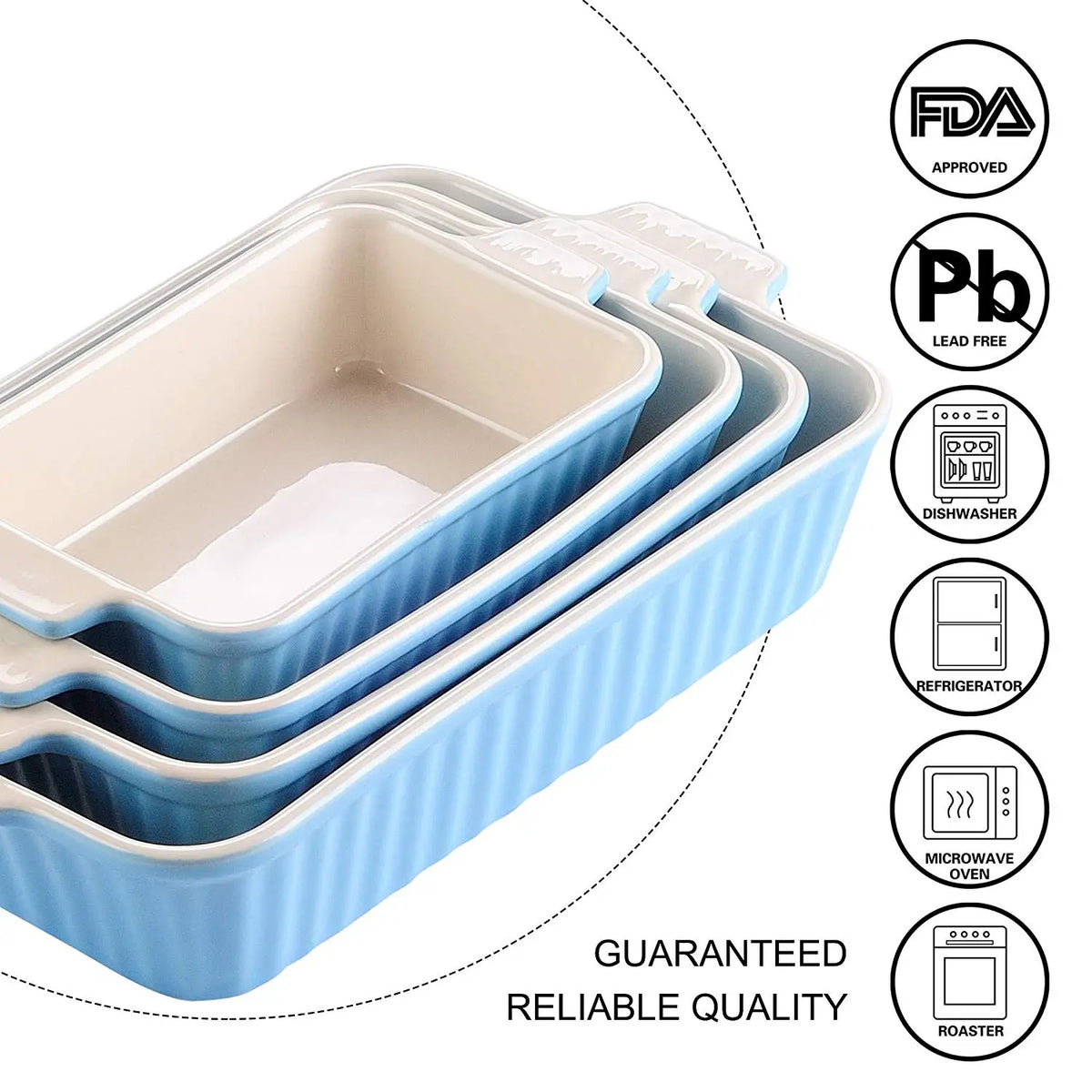 MALACASA Ceramic Baking Dish Set with Handles – 4 Piece