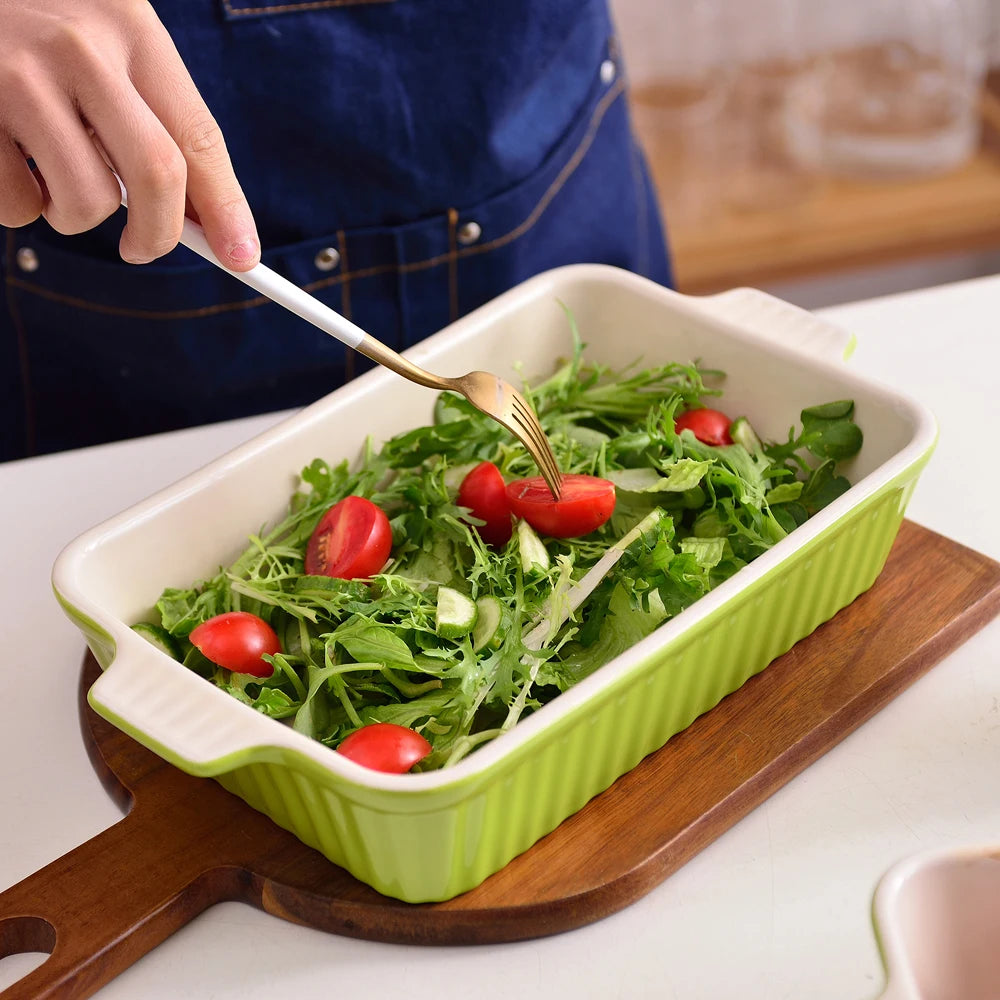 MALACASA Ceramic Baking Dish Set with Handles – 4 Piece