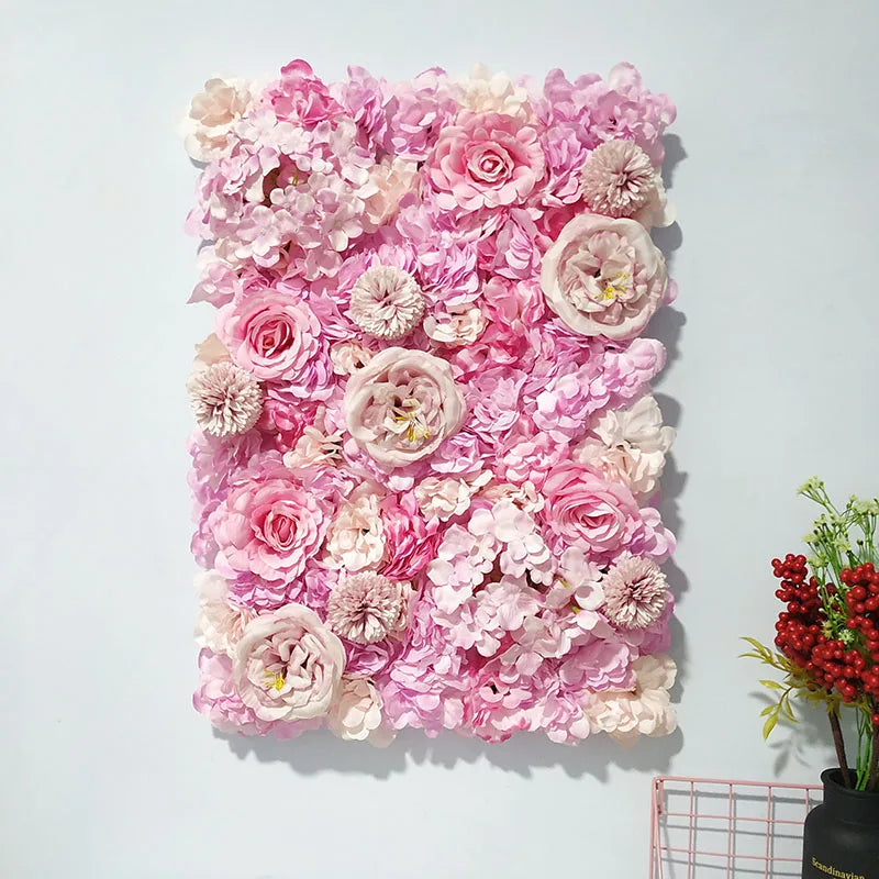 40x60cm Artificial Silk Rose Flower Wall Panel