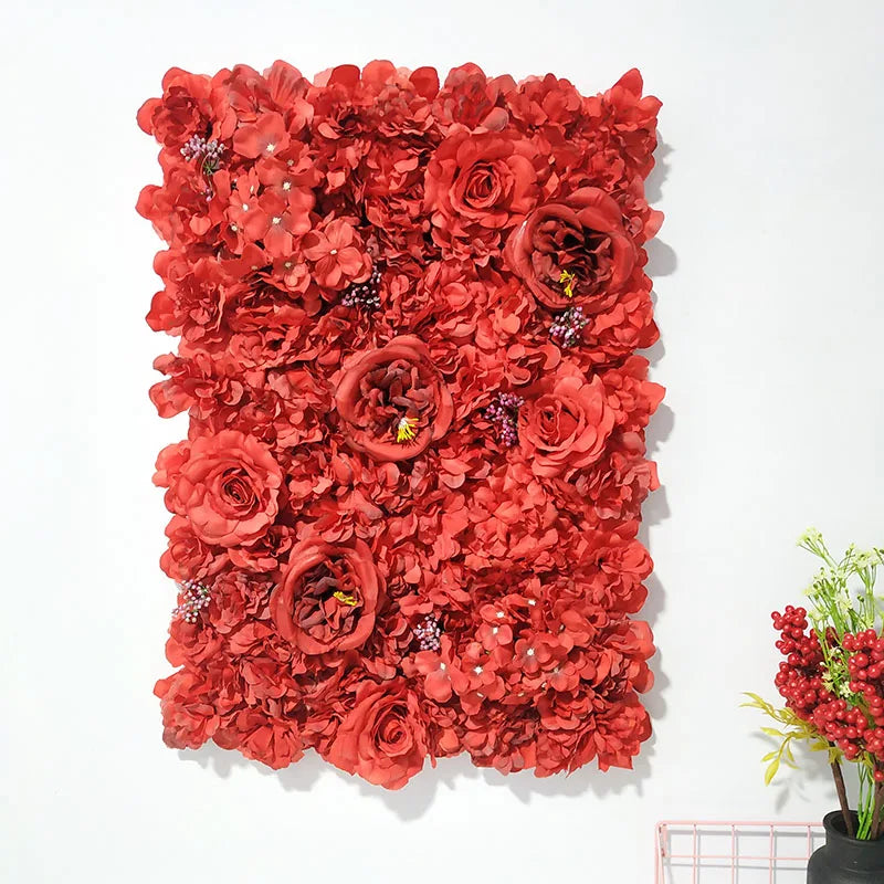 40x60cm Artificial Silk Rose Flower Wall Panel