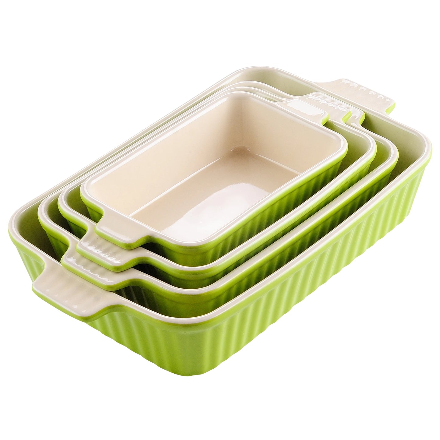MALACASA Ceramic Baking Dish Set with Handles – 4 Piece