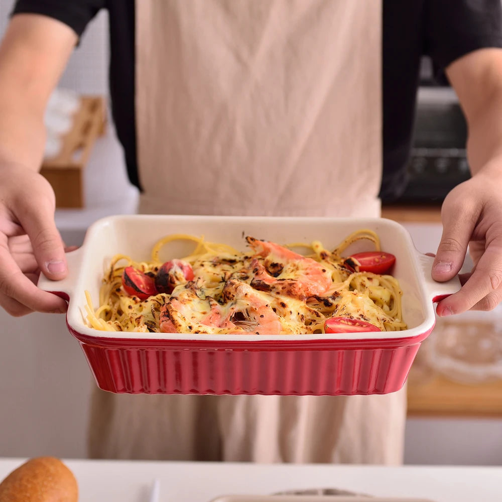 MALACASA Ceramic Baking Dish Set with Handles – 4 Piece
