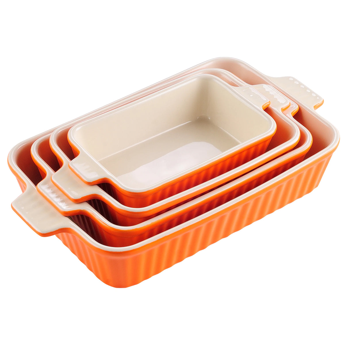 MALACASA Ceramic Baking Dish Set with Handles – 4 Piece