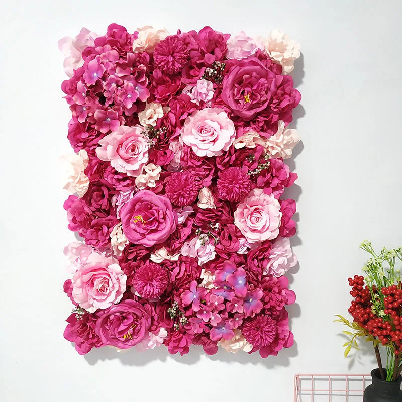 40x60cm Artificial Silk Rose Flower Wall Panel