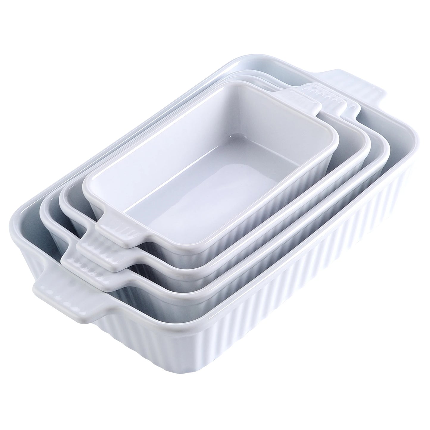 MALACASA Ceramic Baking Dish Set with Handles – 4 Piece