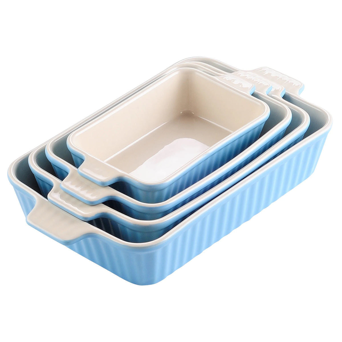 MALACASA Ceramic Baking Dish Set with Handles – 4 Piece
