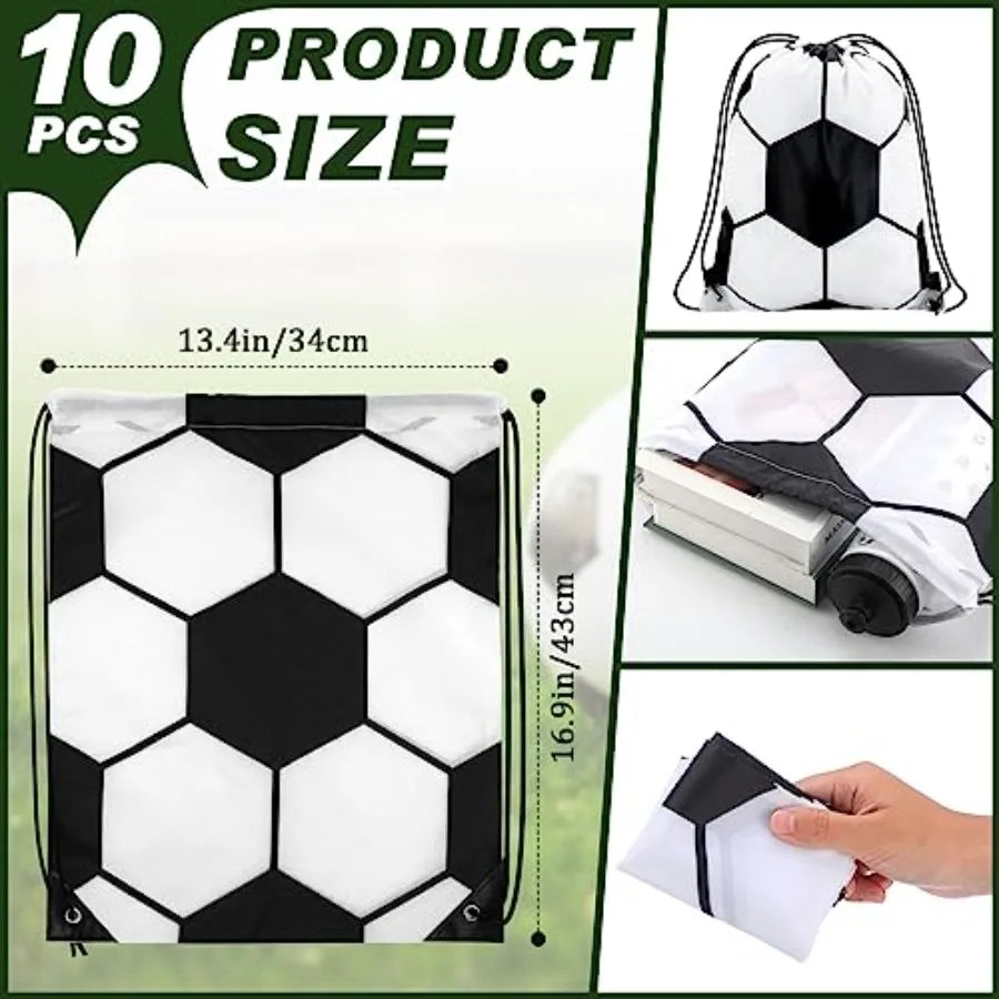 20-Piece Soccer Team Party Favor Set – 10 Sports Water Bottles & 10 Drawstring Goodie Bags