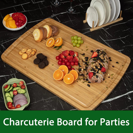 Extra-Large Bamboo Cutting & Charcuterie Board with Juice Groove – 30" × 20"