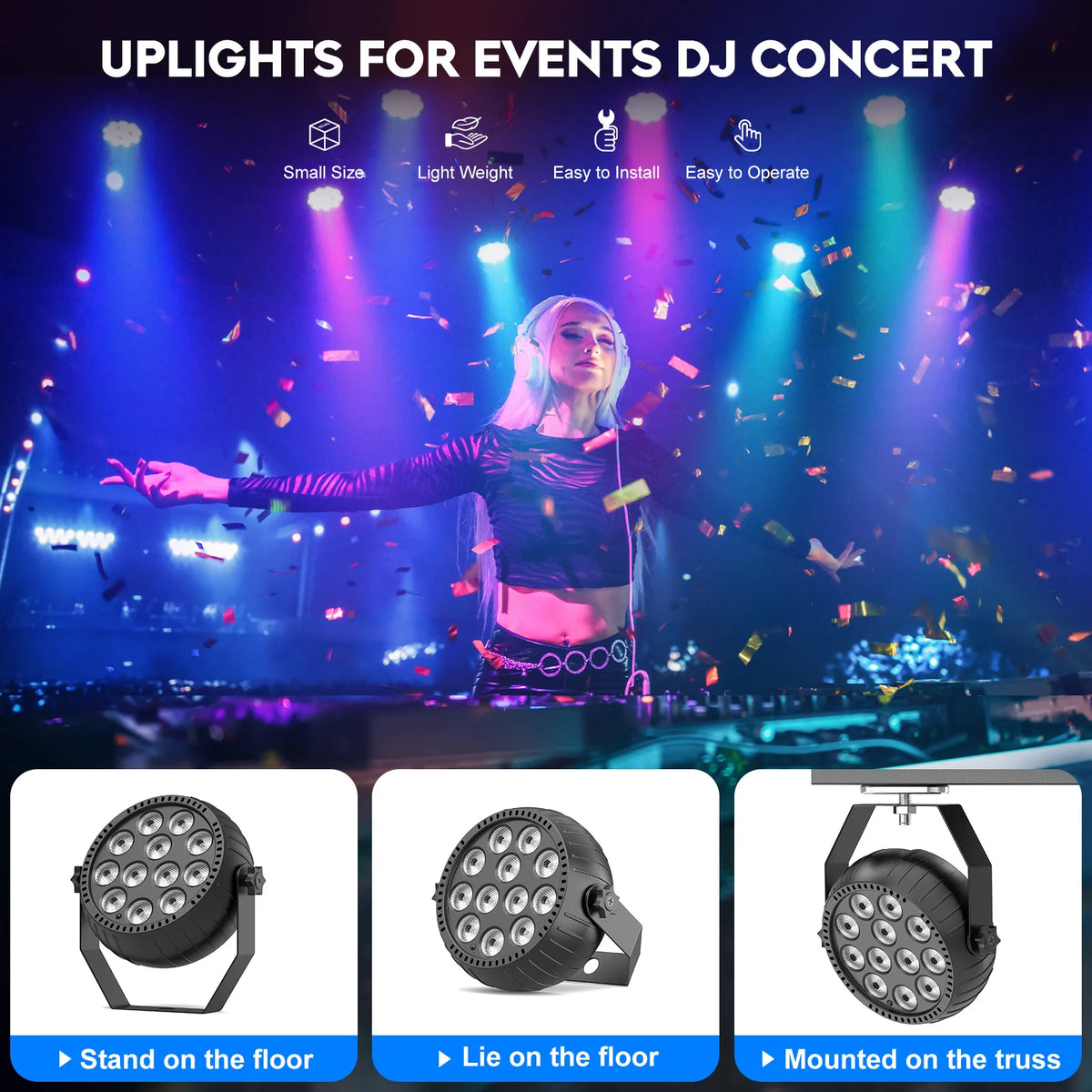 Somspot Rechargeable RGB Mini PAR Lights – Remote & Sound-Activated Party Lighting, 4 or 8 Pack