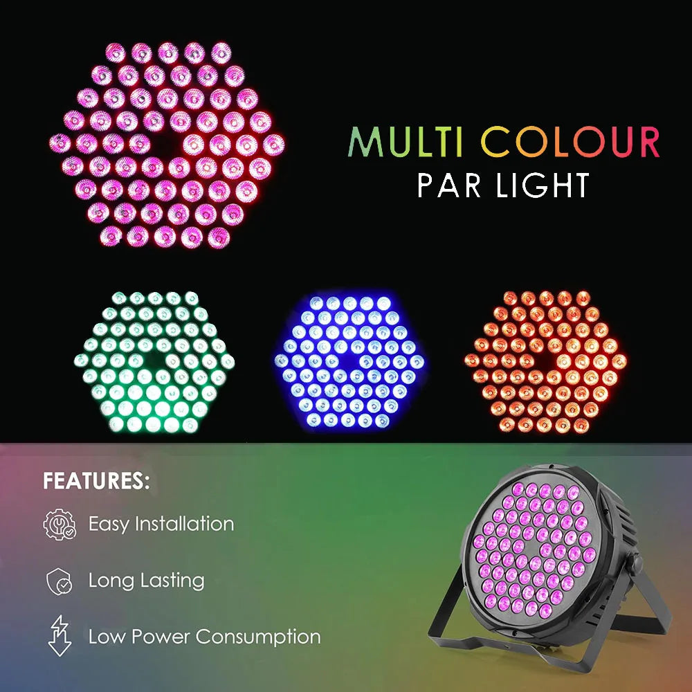60-LED RGB PAR Stage Lights, Set of 8 – DMX512 & Sound-Activated Party Lighting