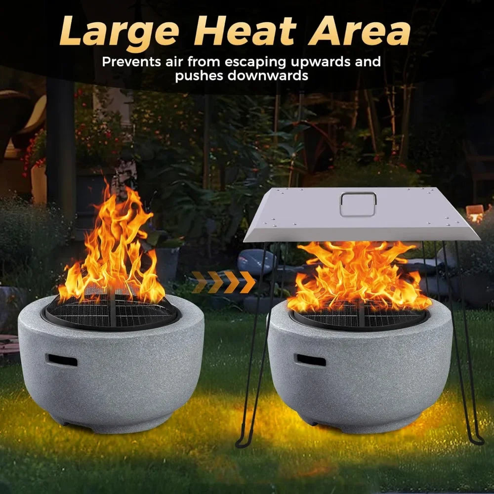 24" Stainless Steel Fire Pit Heat Deflector – Foldable Outdoor Heat Reflector