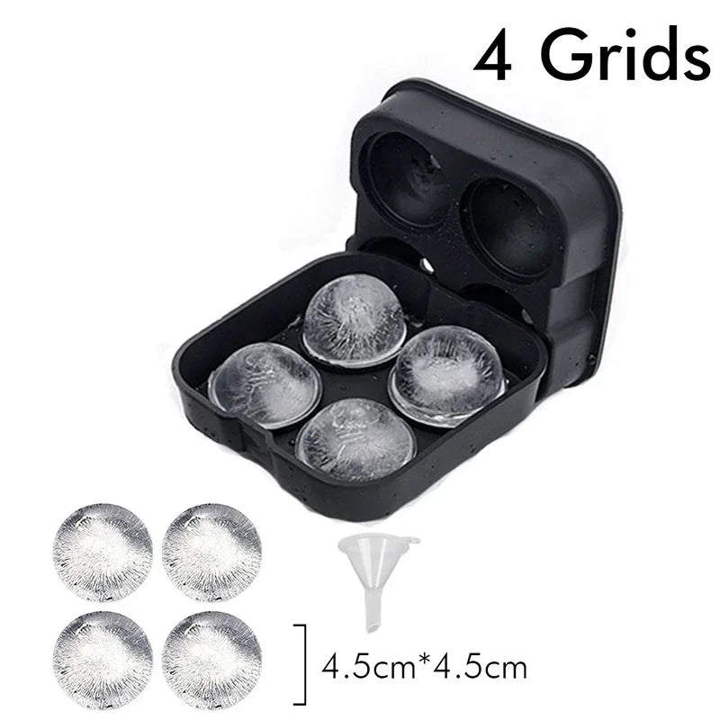 Large Silicone Sphere Cocktail Ice Molds – 4, 6 or 8-Cavity Cube & Sphere Trays for Whiskey & Bourbon
