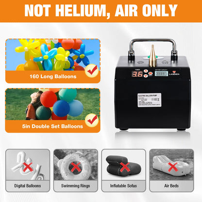 Rechargeable Electric Balloon Pump – 6600mAh Portable Inflator with LCD Display