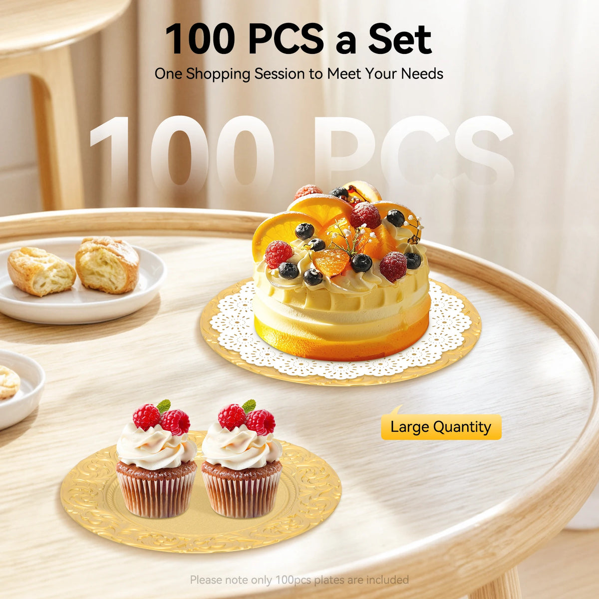 Gold Embossed Round Charger Plates – 13", 100 Piece Set