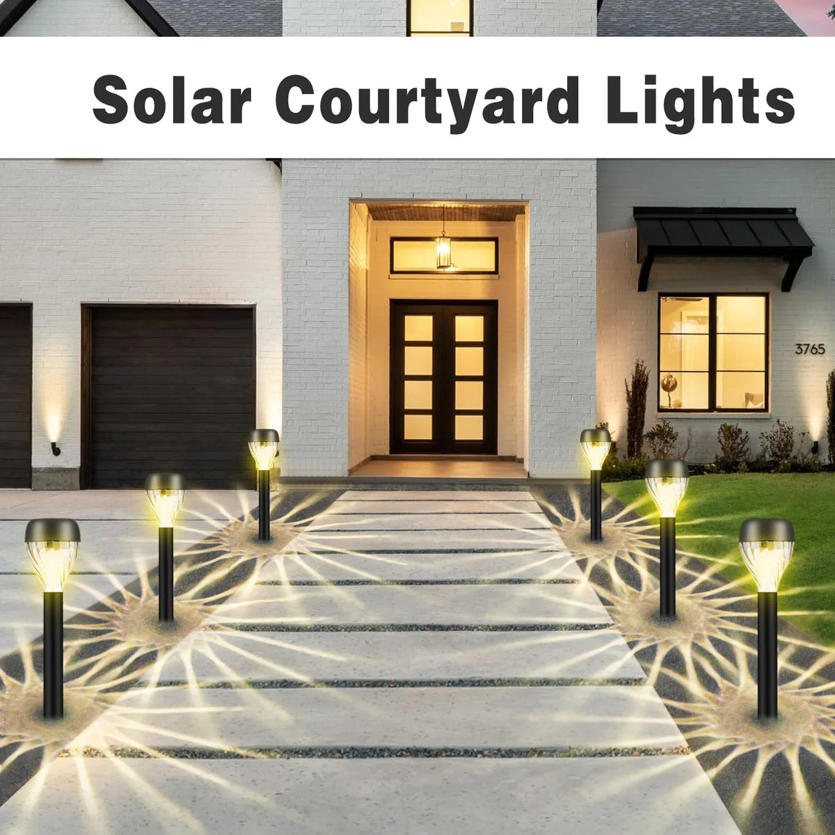 12-Piece Solar Garden & Pathway Lights – Decorative Oval Light & Shadow Design
