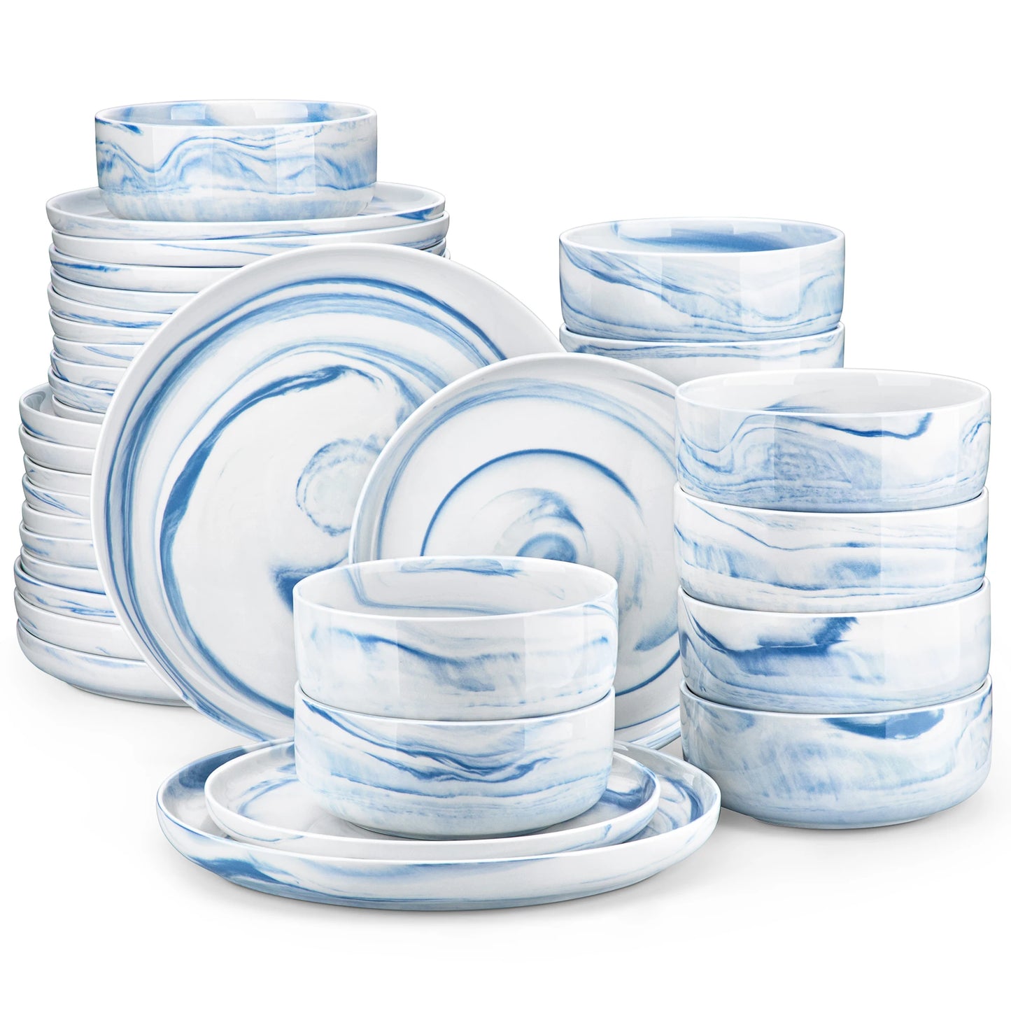 MALACASA Marbled & Classic Porcelain Dinnerware Set – 18 or 36 Piece, Service for 6 or 12